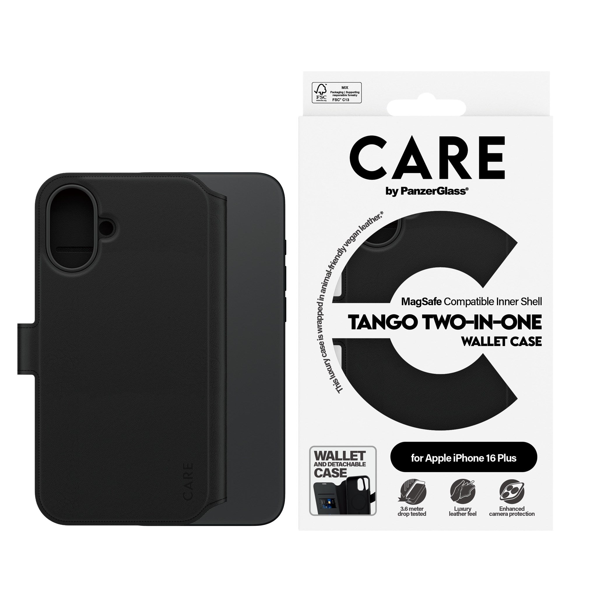 CARE by PanzerGlass® Feature Case Tango Two-in-One Wallet w. MagSafe iPhone 16 Plus